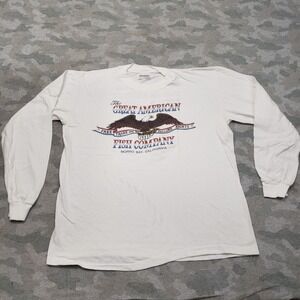 Vintage Great American Fish Company Shirt Mens Large White Pullover Long Sleeve